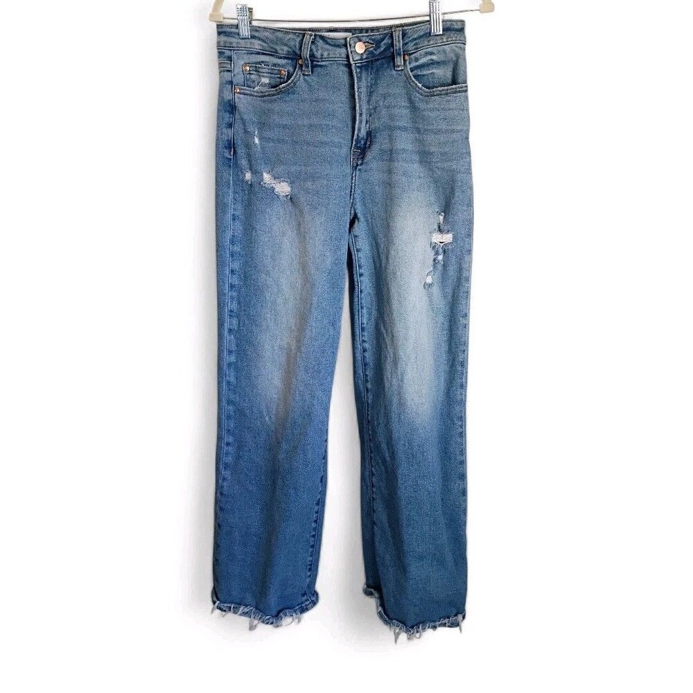MICA Jeans 28 Wide Leg High Rise Raw Hem Jeans Distressed  Festival Western